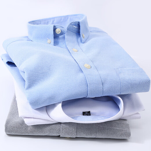 Puya Huaxia Oxford Spinning Herren Short Sleeve Shirt Business Casual Koreanischer Stil mittlerer und junger schlanker weißer Zentimeter-Hemd-Kleidung Student Dizhu* Mote Short Sleeve* Blue 9909 M 38 (165)