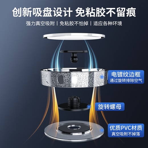 SMVP汽车倒车后视镜小圆镜清辅助镜反光盲点镜360度盲区神器吸盘式 2个装【银色】SR清版旗舰真空吸盘