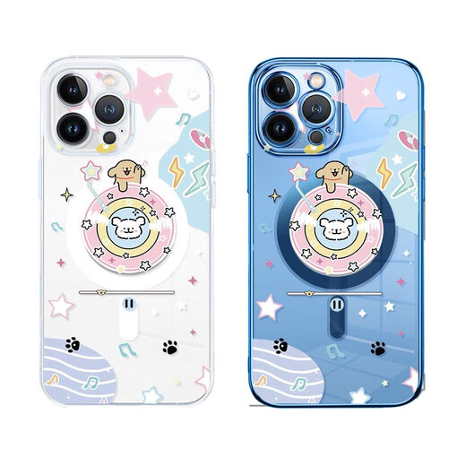 Ye Yu Line Puppy Apple 16Pro Caso de teléfono móvil Lindo iPhone 14Plus New 12 Wireless Charging 15PRO ELECTROLLADO MUSIÓN TRANSPARENTE MAGNICA Puppy-MF12157W iPhone 16