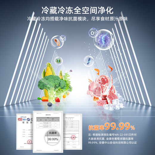 MeiLing Wuyou Inlay 510 cross four-door double-open household large-capacity ultra-thin zero-inlay dual system fresh-keeping first-class energy-saving low-noise air-cooled frost-free bottom cooling refrigerator with national subsidies Wuyou Inlay BCD-510WP9CZX-Gray