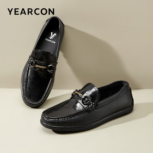 Yierkan Men's Shoes Slip-On Business Casual Shoes British Beanie Shoes Lazy Shoes 81760W Black 41