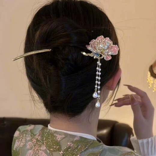 Lotus super fairy peony tassel hairpin new Chinese style hairpin women's ancient style Hanfu headdress horse face skirt accessories product batch peony flower tassel hairpin