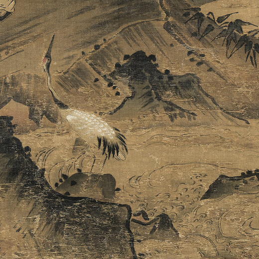 南宋马远竹鹤图古代山水画卷轴名画复仿古画中式挂画 宋画达摩图11158 40X86厘米（画心尺寸） 装裱乳白