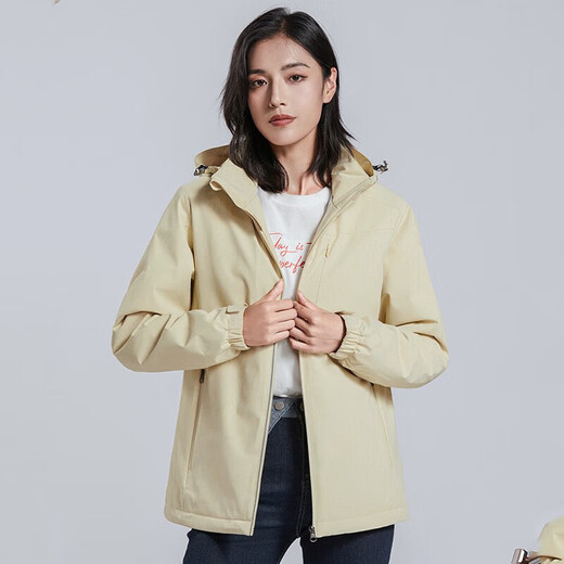 Woodpecker (TUCANO) plus velvet integrated jacket for women, single-layer outdoor autumn and winter mountaineering jacket jacket warm soft shell windbreaker 9930S-2 desert yellow-woman [camouflage] 2XL