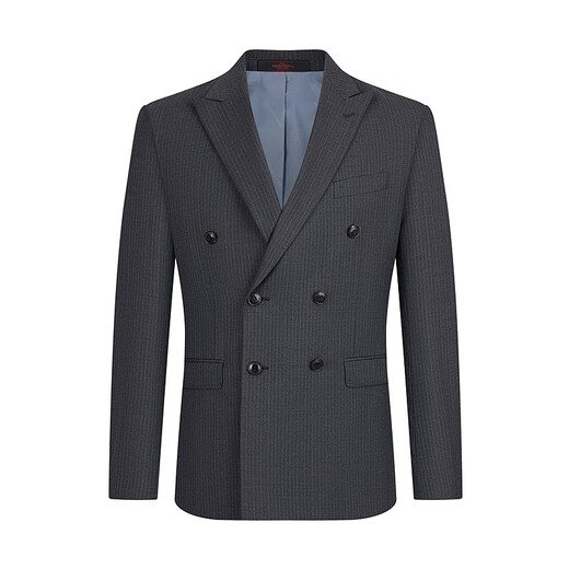 Qipai men's double-breasted suit men's spring and summer new business striped suit vest three-piece set including wool 0920 127C7092A-dark gray 46 (170/92B)