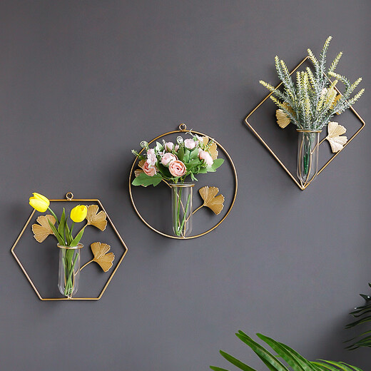 Wall decoration pendant wall hydroponic vase wall hanging creative restaurant wall wall decoration pendant home living room back main picture three-piece set B type shopkeeper
