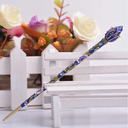 LEMIAO Cloisonné Lotus Hanfu Hairpin Women's Hairpin Alloy Jewelry Women's Hairpin Hairpin Women's Chinese Valentine's Day Gift Red