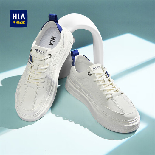 
HaiLan Home HLA men's shoes summer 2025 new classic board shoes men's breathable height-enhancing shoes versatile men's casual shoes non-slip shoes men's white and blue 42 (sports size)