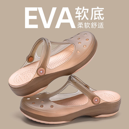 Chaussures de trous Jieliya pour femmes, les personnes âgées, les pantoufles antidérapantes, les chaussures de gelée de plage 2024, les sandales mère, le thé au thé (le modèle amélioré antidérapant est plus fiable) 38 [taille standard]