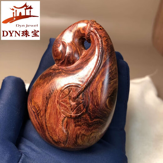 DYN正宗海南黄花梨木雕钱袋手把件紫油梨糠梨手工红木文玩收藏工艺品 2款貔貅长10.8宽5高5.3cm