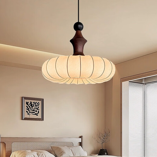 Tiffania Retro Französisch Schlafzimmer Stoff Kronleuchter Muster Chinesische Restaurantbar Tainanyang Romantic Room Hauptlampe AY9898-50 cm Drei-Farben-LED (Walnussfarbe)