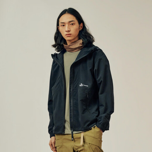伯希和（Pelliot）PELLIOT  山系 纯色户外连帽透气休闲宽松上衣夹克外套 男女同款 漫暮黑-男女同款 L