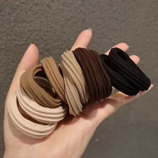 Jisenjia Seamless High Elasticity Hair Rope Rubber Band Women's Hair Tie Durable Ball Hair Band Headband Does Not Hurt Hair High-Looking Headband Black Towel Ring 10 Pack