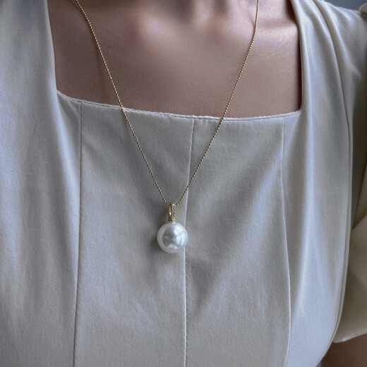 GOV Australian white pearl pendant cold light imitation pacifier style deep sea pearl necklace women's 925 silver versatile buckle 16mm