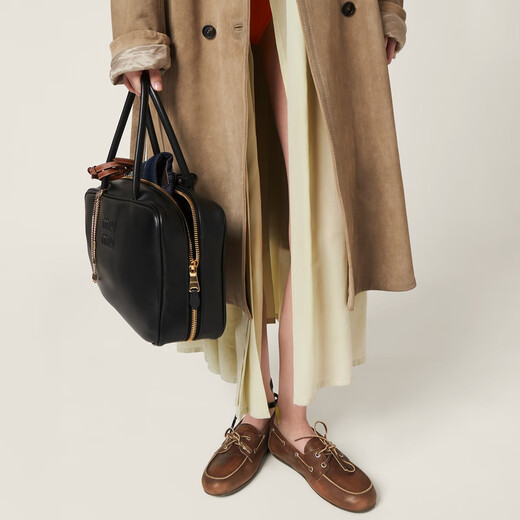 MiuMiu Gift MiuMiu Women's Cow Leather Loafers Shoes Ochre Brown 37