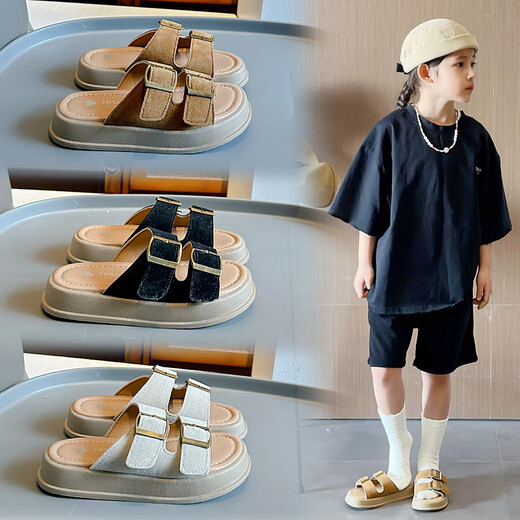 Ziweiqi's New Children's Slippers Soft Sole Retro Beach Shoes para niños y niñas 698 Beige 28 Longitud interna 17.8 cm