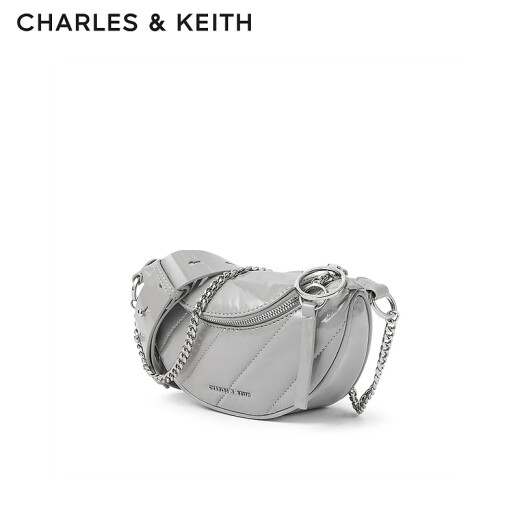 CHARLES/KEITH bag women's bag metal decoration crossbody bag waist bag women's CK2-80151023 Gray Gray S