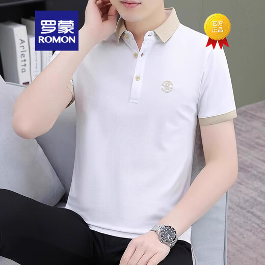 ROMON high-end Paul polo shirt men's short-sleeved T-shirt 2025 new summer business casual lapel half-sleeved shirt men's QY719 brown red M [90-120Jin [Jin equals 0.5 kg]]