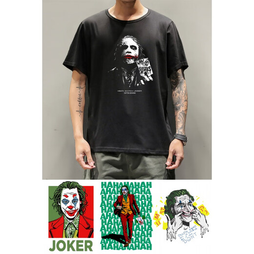 踏丽虹希斯莱杰 小丑短袖T恤joker联名黑暗骑士蝙蝠侠衣服电影周边印花 F693白色小丑 F693白色小丑 XS (75-95斤)