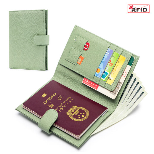
VANLEMN Denmark Anti-theft Scanning Study Abroad Travel Passport Bag Card Bag Multi-function Storage Certificate Bag Passport Clip Women's Wallet Light Gray