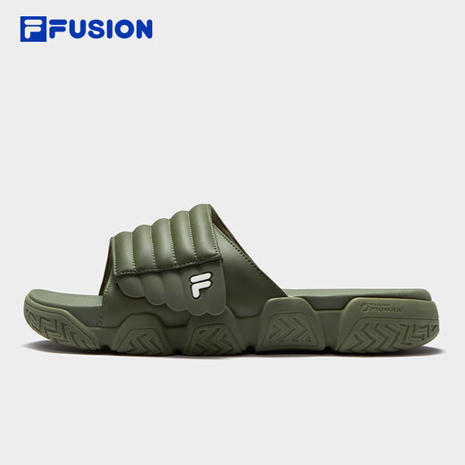 FILA FUSION斐乐潮牌拖鞋男鞋潮流凉拖鞋2025夏新款面包拖鞋沙滩鞋 凯特橄榄绿-CO 40
