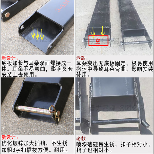 惠利得定制适用叉车加长叉套货叉套铁鞋脚叉延长臂锰钢加厚叉齿套鞋套保 6厚335吨13555长25米