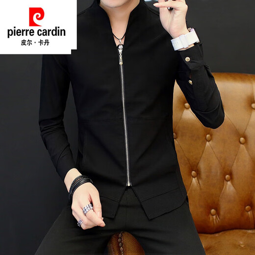 Pierre Cardin Herren Frühlings- und Herbsthemd Langarm geknöpfte chinesische Stand-up-Kragenjacke Chinesische Stil großer Größe Casual Hemd High-End-Herrenkleidung weiß 9905 geknöpftes Stand-up-Kragenhemd 2xl