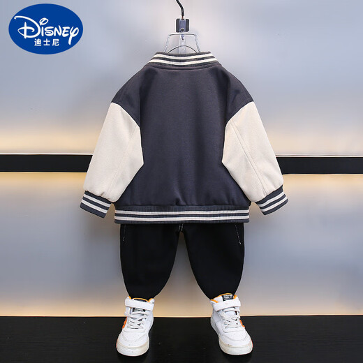 Disney Boys Spring Jacke 2025 Neue Baby Spring- und Herbstjacke für Kinder Herbst Boys Baseballuniformen dunkelgrau 90 cm