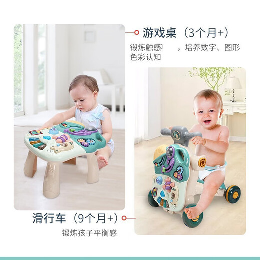 盟石（cute stone）宝宝学步车防o型腿婴儿2024款防侧翻婴儿学步车多功能小孩手推车 四合一学步手推车【王子款】 1-3岁宝宝学步车周岁生日礼物