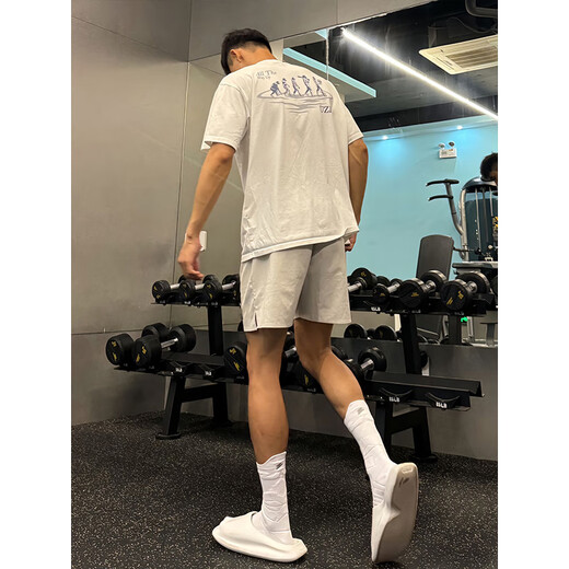 Kerimkoro sexual tension wear light gray shorts summer men's American fitness sports quick-drying pants running casual four-quarter pants black XL