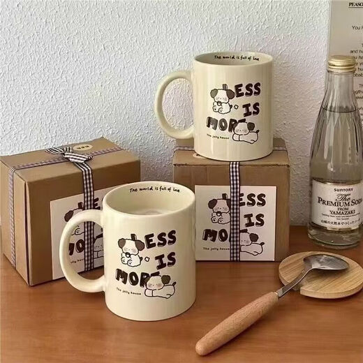 Original ins milk tea puppy mug cute ceramic mug couple mug water cup coffee puppy mug single cup 1 piece 350ml