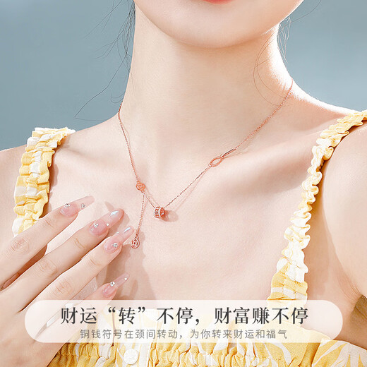 Molan Small Waist Necklace Women's S925 Silver Light Luxury Transfer Beads Clavicle Chain Birthday Anniversary Gift for Girlfriend