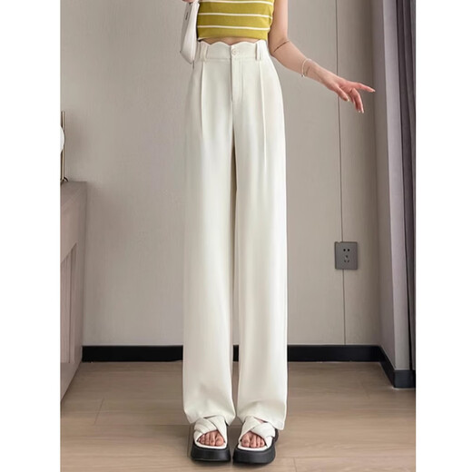 Pantalones de algodón algodón de la cintura ancha para mujeres en primavera y otoño verano Nuevo pantalones casuales de moda sueltos y versátiles para mujeres pantalones de traal de traje recto 692 negro 29.5 [alta calidad] 2xl 143-159Jin [Jin equivale a 0.5 kg]
