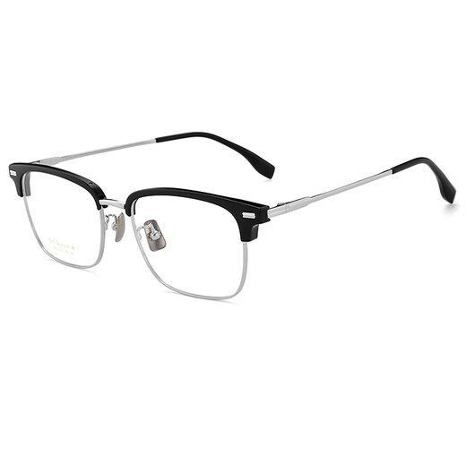 
Zeiss lenses produced by myopia glasses eyebrow line frame half frame can be matched with astigmatism and anti-blue light female ultra-light titanium frame men [titanium eyebrow line] V9901 black and silver C2 Zeiss's Vitna 1.56 high-definition lens