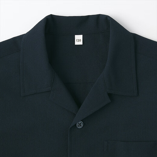 MUJI Camisa de manga corta con cuello abierto de fácil secado para niños grandes CB1LFA4A Dark Navy 140/68A