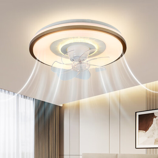 V-POWER智能卧室吊扇灯风扇灯LED灯具客厅餐厅现代简约吸顶灯电扇灯 【惠】9904-J金边-96W无极-360摇头
