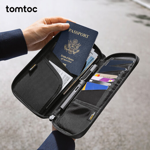 Tomtoc passport bag document storage bag large capacity travel business card bag RFID anti-theft brush anti-splash T03