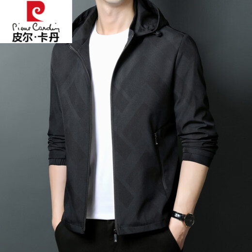 
Pierre cardin high-end spring and autumn jacket men's thin style, middle-aged and young, fashionable, casual and versatile removable hooded top K12127 green (removable cap) 175/L