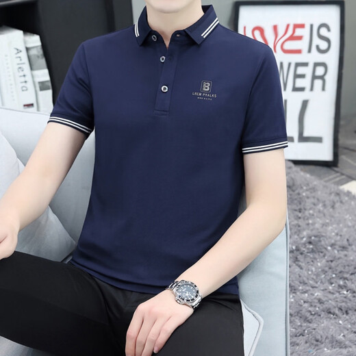 
zzang/ins light luxury high-end brand short-sleeved POLO shirt men's summer new T-shirt loose lapel business casual top A12356 Skylark gray 2XL (recommended 145-165Jin [Jin equals 0.5 kg])
