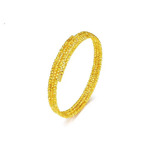 Qianjun Lao Phoenix Gold Store Gold 999 Bungee Bracelet Flashing Three Circles Bounce Beads Memory Elastic Broken Gold Plated 5 1.35g