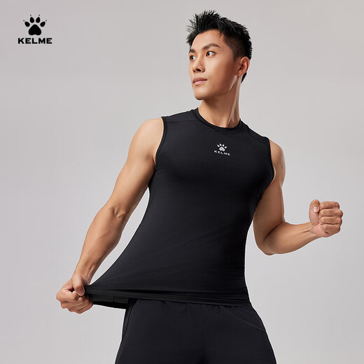 Kelme / Karme Ärmel und Strumpfhosen für Männer Fußball Elastizierer Sommer laufen atmungsaktives Schweiß Training Fitnessanzug Schwarz XL 180