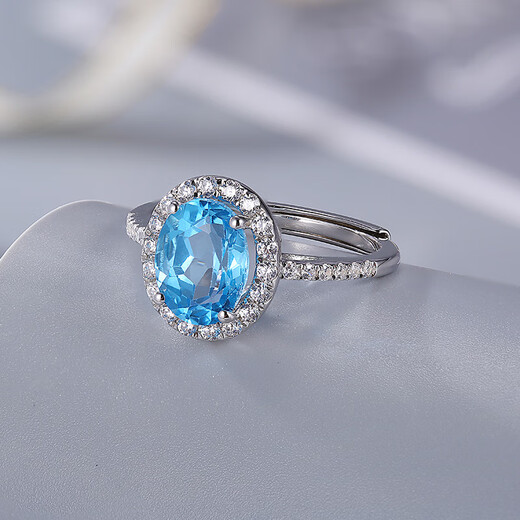 UDUMULLAGE JEWELLERS Sri Lankan Topaz Ring, Chinese Valentine's Day birthday gift, gift for girlfriend and elders, oval living mouth design