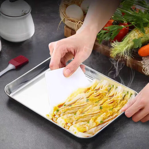 Wilkie rice roll steaming plate rice roll tools, a complete set of household packages, thickened Guangdong rice roll steaming plate, special stainless steel steaming plate, 2 rice roll steaming plates, 5-piece set 23cmX15cm