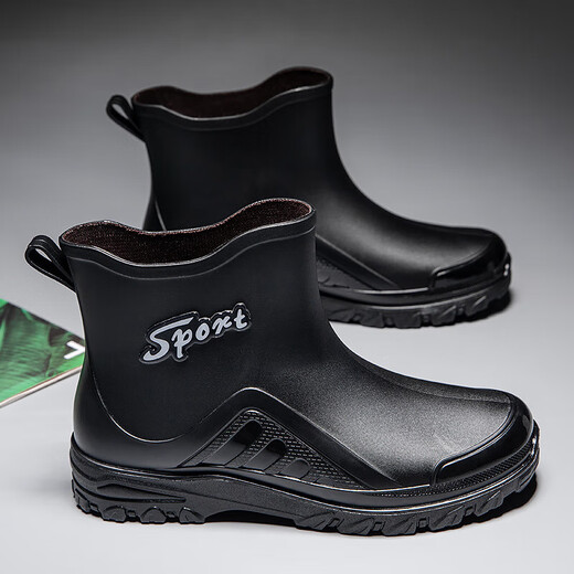 [Thickened sole] Short tube rain boots for men's fashion water boots for men, anti-slip, waterproof, oil-resistant, wear-resistant, low-top outdoor hotel kitchen rubber shoes for short tube rain boots for black kitchen anti-slip [Size 41]