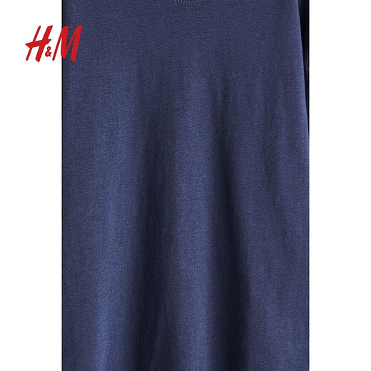 H&M童装女童T恤夏季柔软舒适休闲简约长袖圆领上衣1246374 蓝色 140 688-10Y