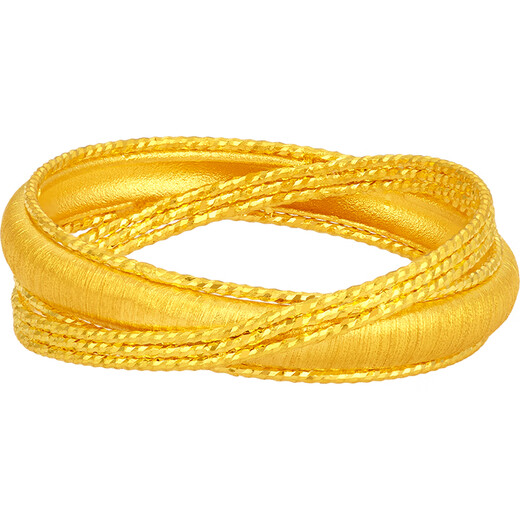 Laomiao gold ring boutique 5G Golden Years interlocking solid gold women's ring for girlfriend and wife 520 gift 15#/about 2.6g (Golden Years)