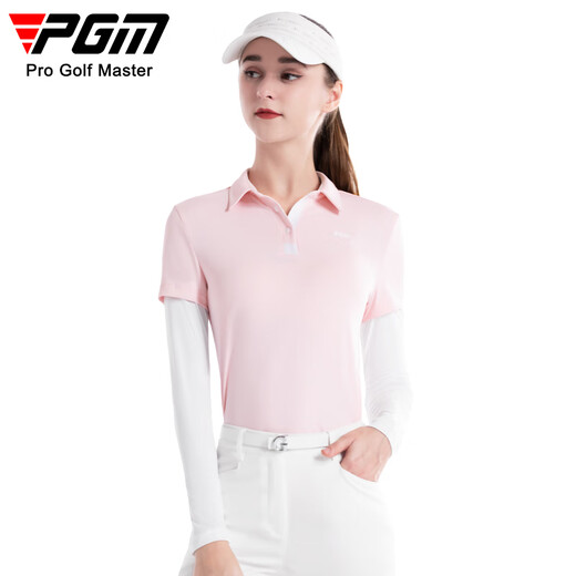 PGM Golf-Kleidung Frauen Sommereis Ice Seide Langarmed T-Shirt Top Polo Shirt Frauen schnell trocknen atmungsaktiv YF686-Sakura Pink [Top] [Ice Seide] M.