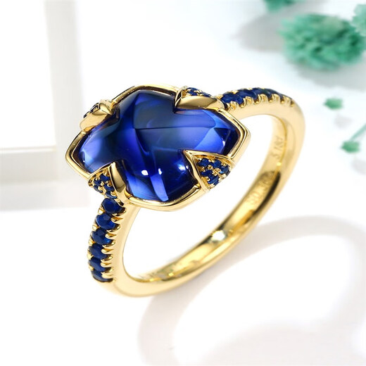 ECK 18K black gold craft inlaid 5A sugar tower blue tanzanite ring classic customization 18K yellow 5.18ct ring ready for sale