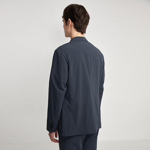 HECHTER Suit Men's fine-lattice textured flat collar liningless suit suit easy to care for dark gray (suit) 52