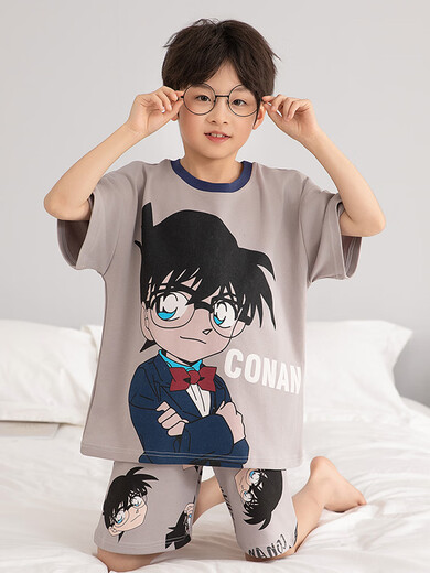 男童睡衣纯棉薄款夏季青少年套装短袖大儿童家居服男孩卡通初中生 N695Hi奶龙【卡通帅气】 100 cm/8码【身高85-102cm】